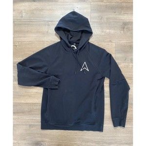 Lululemon Hoodie Womens M Wind Down Pullover Black Sweatshirt Custom Yoga Script